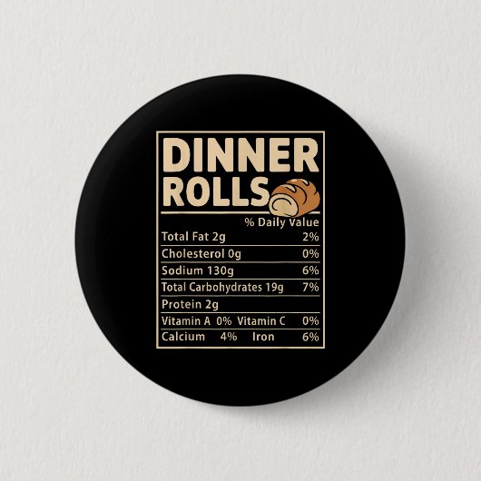ディナーロール栄養表示面白パン食品デザイン 缶バッジ (正面)