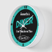 ディナー任意の名前スタイル日付レトロターコイズブラック 壁時計 (傾斜)