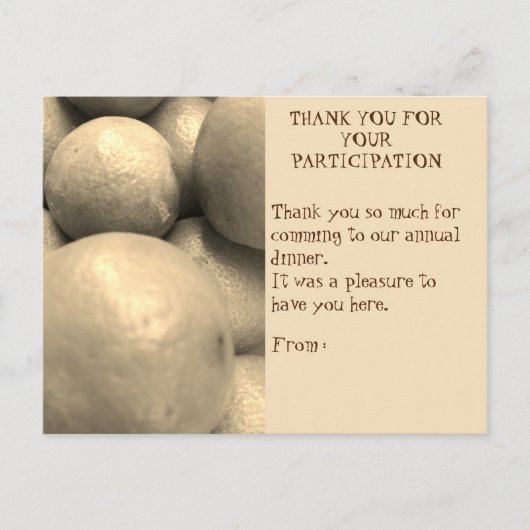 ディナー参加サンキューカード ポストカード (正面)