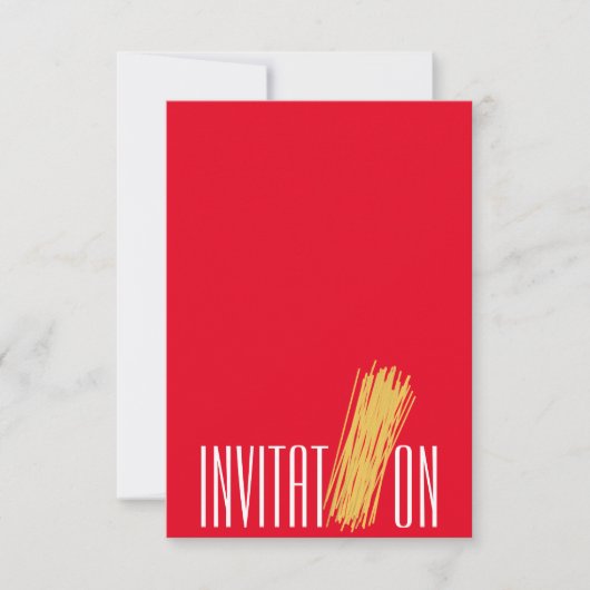 ディナー料理パーティーイタリアンスパゲティ 招待状 (正面)