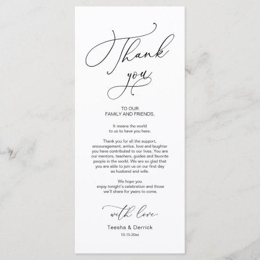 ディナー結婚プレイス設定サンキューカード プログラム (正面)