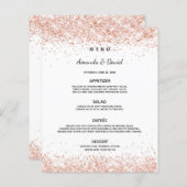 ディナー結婚メニュー白バラ金ゴールド紙吹雪 (正面/裏面)