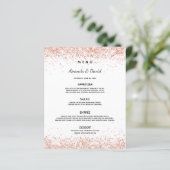 ディナー結婚メニュー白バラ金ゴールド紙吹雪 (スタンド正面)