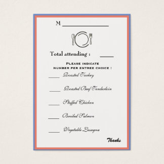 ディナー選択カード