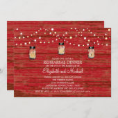 ディナー·ウッ素朴ド·メイソンの瓶とライトのリハーサル 招待状 (正面/裏面)