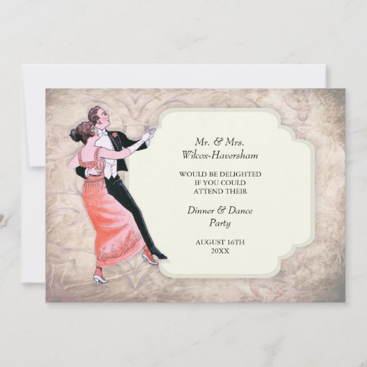 ディナー&ダンスパーティーヴィンテージ招待状 招待状 (正面)