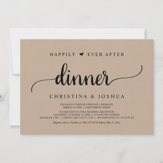 ディナ素朴ー結婚の後ずっと幸せに駆け落ち 招待状 (正面)