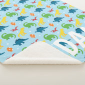 ディノおもしろいキッズレッドイエローグリーンブルーシェルパブランケット シェルパブランケット (3/4)