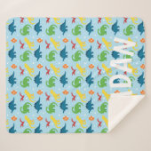 ディノおもしろいキッズレッドイエローグリーンブルーシェルパブランケット シェルパブランケット (正面(横))