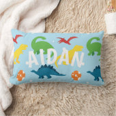 ディノおもしろいキッズレッドイエローグリーンブルー装飾用クッション ランバークッション (ブランケット)