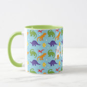 ディノおもしろいキッズレッドオレンジグリーンパープルネームマグカップ マグカップ (左)