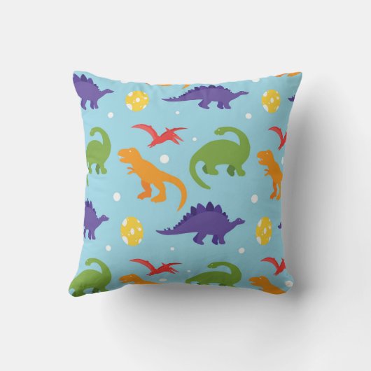 ディノおもしろいキッズレッドオレンジグリーンパープル装飾用クッション クッション (裏面)