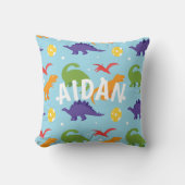 ディノおもしろいキッズレッドオレンジグリーンパープル装飾用クッション クッション (正面)