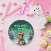 ディノおもしろいクリスマスツリー誕生日ボーイズ雪パーティー ペーパープレート (パーティー)