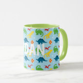 ディノおもしろいレッドイエローグリーンブルーキッズマカスタムグ マグカップ (正面右)