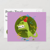 ディノの岩 – 恐竜の誕生日パーティー インビテーションポストカード (正面/裏面)