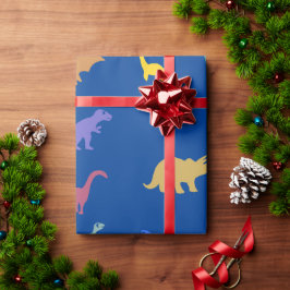 ディノよくはしゃぐカラフル子供の誕生日パーティーの好意 ラッピングペーパー