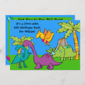 ディノカスタマイズダニ恐竜誕生日招待状 招待状 (正面/裏面)