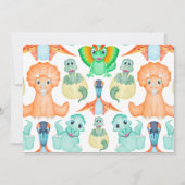 ディノカスタム水彩恐竜の男の子の赤ちゃんシャワー 招待状 (裏面)