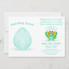 ディノカスタム水彩恐竜の男の子の赤ちゃんシャワー 招待状