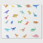 ディノカラフルテーマの子供へ誕生日パーティー ラッピングペーパー (フラット)