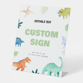 ディノカラフルパーティー恐竜誕生日カスタム標識 台座サイン