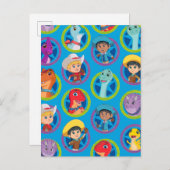 ディノカラフルランチパターン ポストカード (正面/裏面)