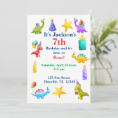 ディノカラフル子供の誕生日 招待状 (スタンド正面)