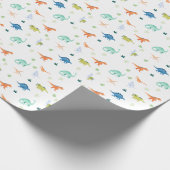 ディノカラフル恐竜誕生日包装紙 ラッピングペーパー (角)