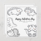 ディノカラーリングページボーイカードハッピーバレンタインデー (正面/裏面)