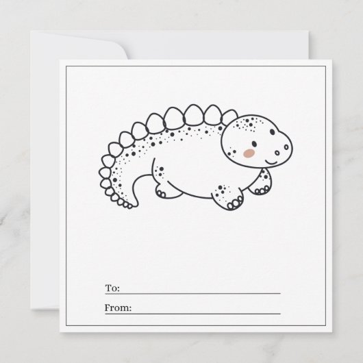 ディノカラーリングページボーイカードハッピーバレンタインデー (裏面)