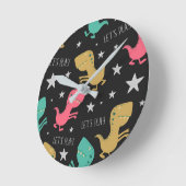 ディノキッズウォールクロック ラウンド壁時計 (傾斜)