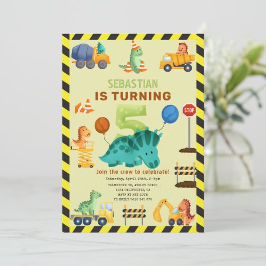 ディノクルーズ建築第5誕生日恐竜 招待状 (スタンド正面)