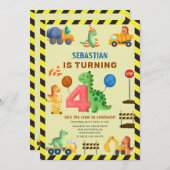 ディノクルーズ建築4thバースデー恐竜 招待状 (正面/裏面)