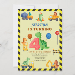 ディノクルーズ建築4thバースデー恐竜 招待状