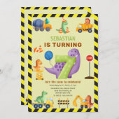 ディノクルーズ7誕生日建築恐竜 招待状 (正面/裏面)