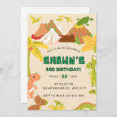 ディノサールテーマボーイバースデーパーティー 招待状 (正面/裏面)