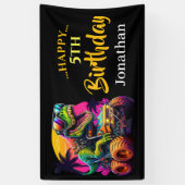 ディノジュラシックジャングル子供の誕生日ブルー 横断幕 (縦)