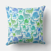 ディノストライプ水彩恐竜パーソナライズされた クッション (裏面)