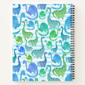 ディノストライプ水彩恐竜パーソナライズされた ノートブック (裏面)