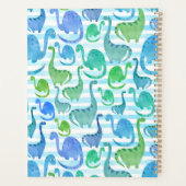 ディノストライプ水色恐竜パーソナライズされた群 プランナー手帳 (裏面)