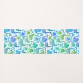 ディノストライプ水色恐竜パーソナライズされた群 ヨガマット (裏面(横))