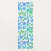 ディノストライプ水色恐竜パーソナライズされた群 ヨガマット (裏面)