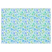 ディノストライプ水色恐竜愛らしい テーブルクロス (正面(横))