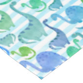 ディノストライプ水色恐竜愛らしい テーブルクロス (アングル)