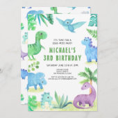ディノスリートレックスボーイ3rd恐竜誕生日 招待状 (正面/裏面)