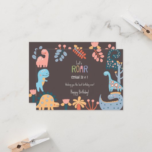 ディノスレッツローラーキッズハッピーバースデー カード (正面/裏面インサイチュ)