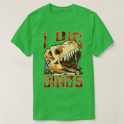 ディノス恐竜の古生物学者の化石を掘おもしろいる Tシャツ (デザイン正面)