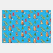 ディノス、ロケット、クマのラッピング紙 ラッピングペーパーシート (正面3)