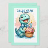 ディノターニング1誕生日 招待状 (正面/裏面)